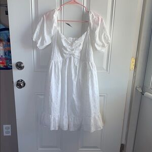 White Eyelet Puff Sleeve Dress